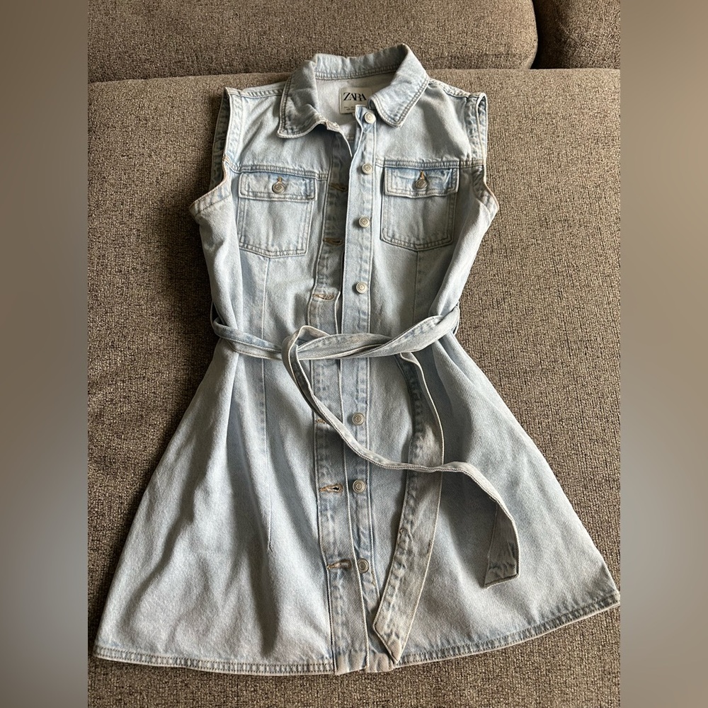Zara light blue denim dress - Picture 2 of 7